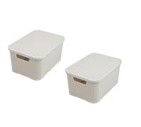 BranQ - Home essential Pack of 2 Plastic Baskets PP Cream 19L