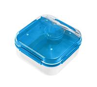 BranQ Home Essential - Practical Lunch Box 1.6 l LIDO with Cutlery (Fork and Knife) and a Screw top Container for Sauce or Nuts, BPA-Free, Perfect for Salads and Snacks, Transparent Blue