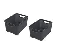 BranQ - Home essential Rattan Basket Set of 3 Size L 19 L, Polypropylene, Charcoal, 38x27,8x18,5 cm (LxBxH)