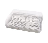 BranQ Home essential Rectangular Plastic (PP) Cake Container with High Cover, Convenient Carry Handle and Free Jelly Container, BPA Free, Transparent/Grey