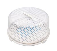 BranQ Home essential Round Cake Container with High Coverage, Convenient Carry Handle and Cooling Insert, Plastic (PP) BPA Free, Cream/Clear, 334 x 156 mm