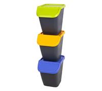 Branq Home Essential Set of 3 Pelican Stackable Waste Seperation Recycling Bins, 23 Litre BPA Free Plastic Bins for Kitchen, 29.5 x 39 x 36 cm (LxWxH)