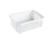 BranQ - Home essential Universal, multifunctional, adjustable storage basket in bamboo design, BPA-free plastic, size S - 2.5 litres, 1 piece, cream
