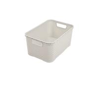 BranQ Home Essential Universal Multifunctional Basket in Rattan Design, Size M 10 L, BPA-Free Plastic PP, Cream, 28.8 x 19.7 x 16.2 cm