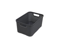 BranQ Home essential Universal Multifunctional Basket in Rattan Design, Size S 7L, BPA-Free Plastic PP, Anthracite, 28.5 x 19.5 x 12.9 cm