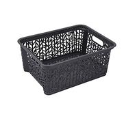 BranQ Home Essential Universal, Multifunctional, Creatable Storage Basket in Bamboo Design, BPA-Free Plastic, Size M - 5.4 Litres, Pack of 1, Anthracite