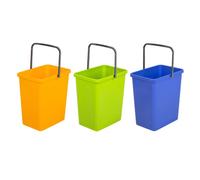 BranQ - Home essential Universal set of 3 baskets for waste separation with practical handle made BPA material, yellow/green/blue, 17.5 x 26 x 29 cm (L x W x H)