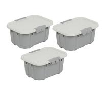 BranQ - Home essential Velur Universal Storage Container with Lid, Set of 3, Size 8 L, BPA-Free Plastic PP, Light Grey