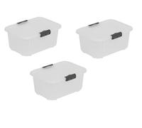 BranQ Home essential VELUR Universal Storage Container with Lid, Velur, Set of 3, Size 8 L, BPA-Free Plastic PP, Transparent