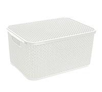BranQ Rattan Basket With Cover Gray Bin White Basket Brown Box 10L or 19L (White, 19L)