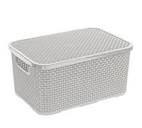BranQ Rattan Storage Box with Lid 10 Litres Grey