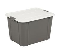 BranQ Home essential, 30 Litre Heavy Duty Large Storage Box with Clip Locked Lid, BPA Free Plastic Stackable Storage Box, Ideal For Garage and Home Storage, 44.7 x 34 x 29.3 cm (LxWxH) - Dark Grey