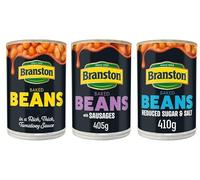 Branston Baked Beans, in a Rich Thick Tomatoey Sauce, with Sausages, Reduced Sugar & Salt, Variety Pack