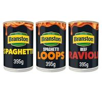 Branston Spaghetti, Spaghetti Loops, and Beef Ravioli Canned Pasta Variety, 395g Each