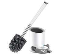 Braoses Improved Design: Silicone Toilet Brush With Holder, Wall Mounting and Standing Set, Stainless Steel, Quick Drying for Bathroom, Guest Toilet