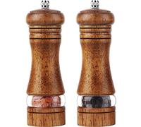 Braoses Pepper Mill Manual Salt Mill Wood Spice Mill Ceramic Grinder Set of 2 Salt and Pepper Mills Adjustable Fineness Height 16.5 cm Retro