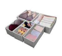 Braozaiw Drawer Organisers, Drawer divider, Storage Dividers Set, Foldable Fabric Organisers for Clothes, Underwear, Socks, Clothes Organiser (Grey 6 psc/mix)