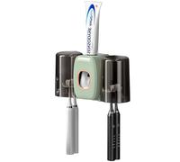 Braozaiw toothbrush holder wall mounted, toothpaste dispenser, electric toothbrush holder, With 4 Brush Slots 2 Cups No Drilling Required (Green)