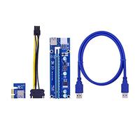BRART 100PCS VER 006C PCI-E Riser Card PCIE 1x to 16x Extender Adapter 100CM 60CM USB 3.0 Cable SATA to 6Pin Power Cord for GPU(1M)