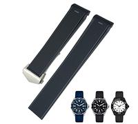 BRART 20mm 22mm Rubber Silicone Watch Strap Fit for Tag Heuer CARRERA AQUARACER 300 WAY201A WAY211C Black Blue Brown Watch Accessories(Black Silver Buckle,22mm)