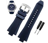 BRART 29x13mm Silicone rubber Concave convex Watch Strap For Michael Kors MK9019 MK8295 MK8492 MK9020 MK9020(Blue Silver buckle)