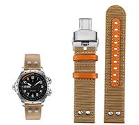 BRART For Hamilton Khaki aviation Watch H77616533 H70615733 Watch Strap Men WatchBand Beyond wind speed series nylon canvas 20mm 22mm(Khaki silver fold)
