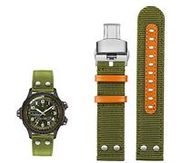 BRART For Hamilton Khaki aviation Watch H77616533 H70615733 Watch Strap Men WatchBand Beyond wind speed series nylon canvas 20mm 22mm(Green silver fold)