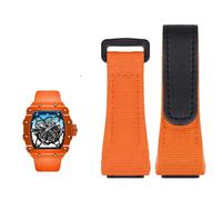 BRART Genuine Leather strap, suitable for Richard Mille nylon strap, men RM50/53 screwdriver, four-star or five-star screw head,25mm(Orange black)