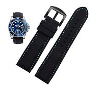 BRART Men Silicone Watchband 20mm 22mm 24m For MIDO citizen omega sport Rubber Replacement Strap Red blue orange white soft bracelet(Black Blue black,24mm)