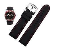 BRART Men Silicone Watchband 20mm 22mm 24m For MIDO citizen omega sport Rubber Replacement Strap Red blue orange white soft bracelet(Black red silver,18mm)
