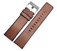 BRART Retro Genuine Leather Watchband Men For DZ4343 DZ4323 DZ7406 Watch Strap Vintage Italian Leather 22mm 24mm 26mm Watchbands(Brown-silver,26mm)