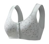 Bras for Older Women 2024 New Comfortable Convenient Front Close Button Cotton Bras for Older Women No Underwire Ladies Full Briefs Size 10 Lace P nties Multipack (Green, L)