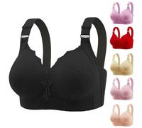 Bras for Older Women Bras for Women Adjustable Strap Full Coverage Up Non Wired Bras for Women Back Buttoned Underwear for Elderly People Skin Friendly and Comfortable Bra Women's Bras UK Sales Black