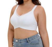 Bras for Sagging Breasts Women UK Non Wired Seamless Wireless Padded Push Up Support Lift Everyday Bra Plus Size Comfort Mesh Sleep Wire Free Full Coverage Push-Up Older Ladies Bra White