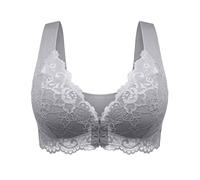 Bras for Women Lace Front Fastening Bra Padded Push Up Full Coverage Cup Bras Floral Printed Seamless Support Comfort Bra for Large Bust Breathable Non-Slip Classic Stretch Brassiere