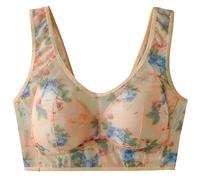 Bras for Women,Ladies Bras Full Support Comfort Support Lace Back Smoothing Ice Silk Cooling Comfort Bra Posture Corrector Bra for Elderly, Comfortable Push-Up Elderly Women Beige