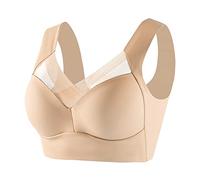 Bras for Women,Ladies Bras Full Support Comfort Support Lace Back Smoothing Ice Silk Cooling Comfort Bra Posture Corrector Bra for Elderly, Comfortable Push-Up Elderly(1A-Beige, XL)