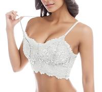 Bras for Women No Padding Lace Bralettes Wireless Seamless Comfort Lingerie for Everyday Wear and Light Support White