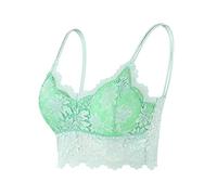 Bras for Women No Underwire Lace Floral Camisole Padded Soft Comfort T Shirt Bra Spaghetti Straps Bralette Vest Crop Tops Sports Bras for Women Mint Green