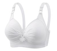 Bras for Women Non Wired Crop Top Bra White Bralette Sleeping Underwear Minimiser Daily Everyday Support Breathable Underwear No Rims Casual Printing Push Up Gathered Anti-Sagging Breast Soft