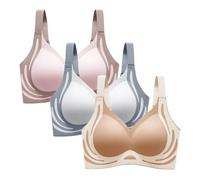 Bras for Women Non Wired, Push Up Bra Pads Deep V Seamless Bras with Fixed Pads Sexy Ladies Bra Non Wired Adjustable Straps Padded Bralette Plus Size Comfort and Double Support
