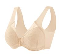 Bras for Women Plus Size Non Wired Front Fastening Bra for The Elderly Floral Lace Full Coverage High Impact Sports Bras Large Breasts Wire Free Bra Underwear Sports Women High Impact 38f