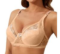 Bras for Women Push Up Lace Bra Women Underwire Plus Size Comfortable Brassiere Crop Top Low Cut Comfort Adjustable Padded Soft Casual Seamless Underwear Khaki