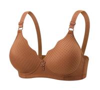 Bras for Women Push Up Seamless Non Wired Support Full Coverage Ladies V Neck Wireless Bra Comfort Adjustable Padded Bralettes Everyday Bra Coffee