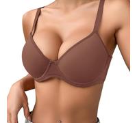 Bras for Women Push up Seamless Non Wired Support Full Coverage Ladies V Neck Wireless Bra Comfort Adjustable Padded Zero Feel Bralettes Black,White,Orange,Grey Beige,Red,Yellow,Coffee 85D,90B,90C