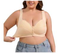 Bras for Women Seamless Wireless Plus Size MinimiserBra Front Button Wireless Bra Front Fastening Bras Womens Comfortable Seamless Plus Size for Large Breasts Non Wired Non (Light Yellow, 48F)
