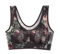 Bras for Women Seniors Bra, Ice Silk Lace Cooling Comfort Bras, Vest Bra Without Underwire for Older Women Seamless Everyday Comfort Lingerie Womens Everyday Lingerie with Adjustable Straps Black