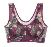 Bras for Women Seniors Bra, Ice Silk Lace Cooling Comfort Bras, Vest Bra Without Underwire for Older Women Seamless Everyday Comfort Lingerie Womens Everyday Lingerie with Adjustable Straps Purple