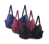 Bras for Women Underwire Women's Comfortable Underwire T-Shirt Bra 3 Pack Sexy Lace Push Up Full Coverage Minimizer Bras Multipack Bralette High Impact Support Adjustable Everyday Underwear Sky Blue