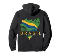 Brasil Brazil Flag Map Tropical Leaves South America Pullover Hoodie